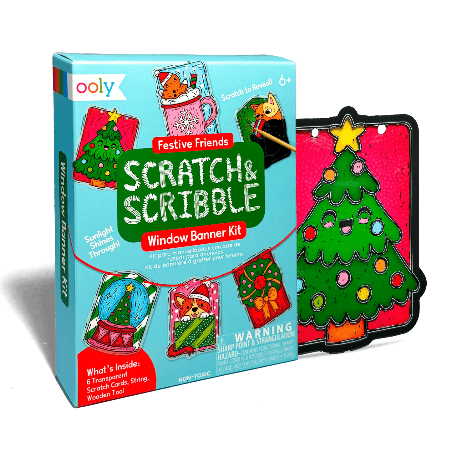 Mini Scratch & Scribble Window Banner Kit - Festive Friends