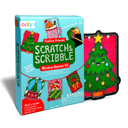 Mini Scratch & Scribble Window Banner Kit - Festive Friends