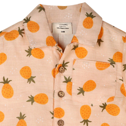 Pineapple Button Baby Short Romper