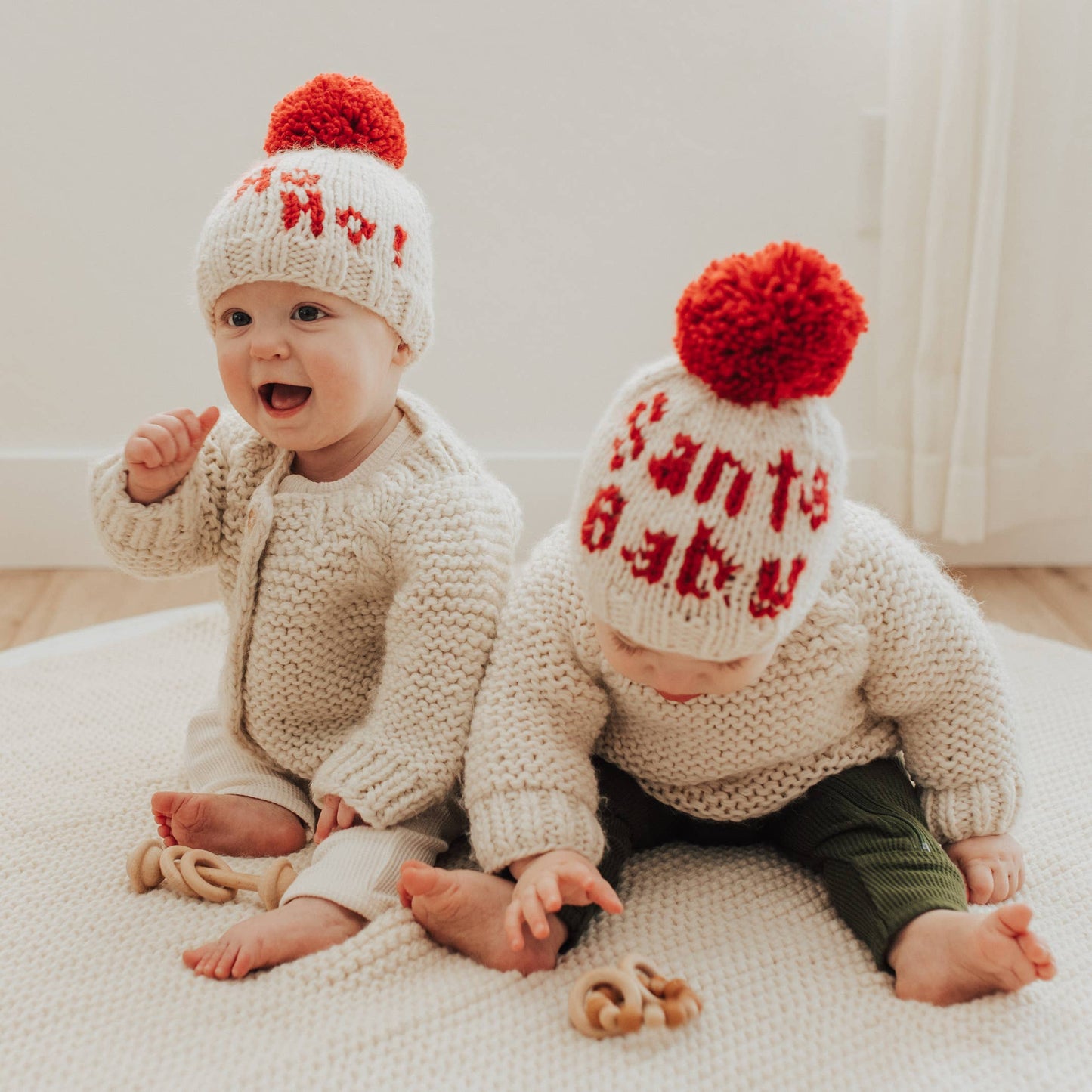 Santa Baby Hand Knit Beanie Hat Baby & Kids