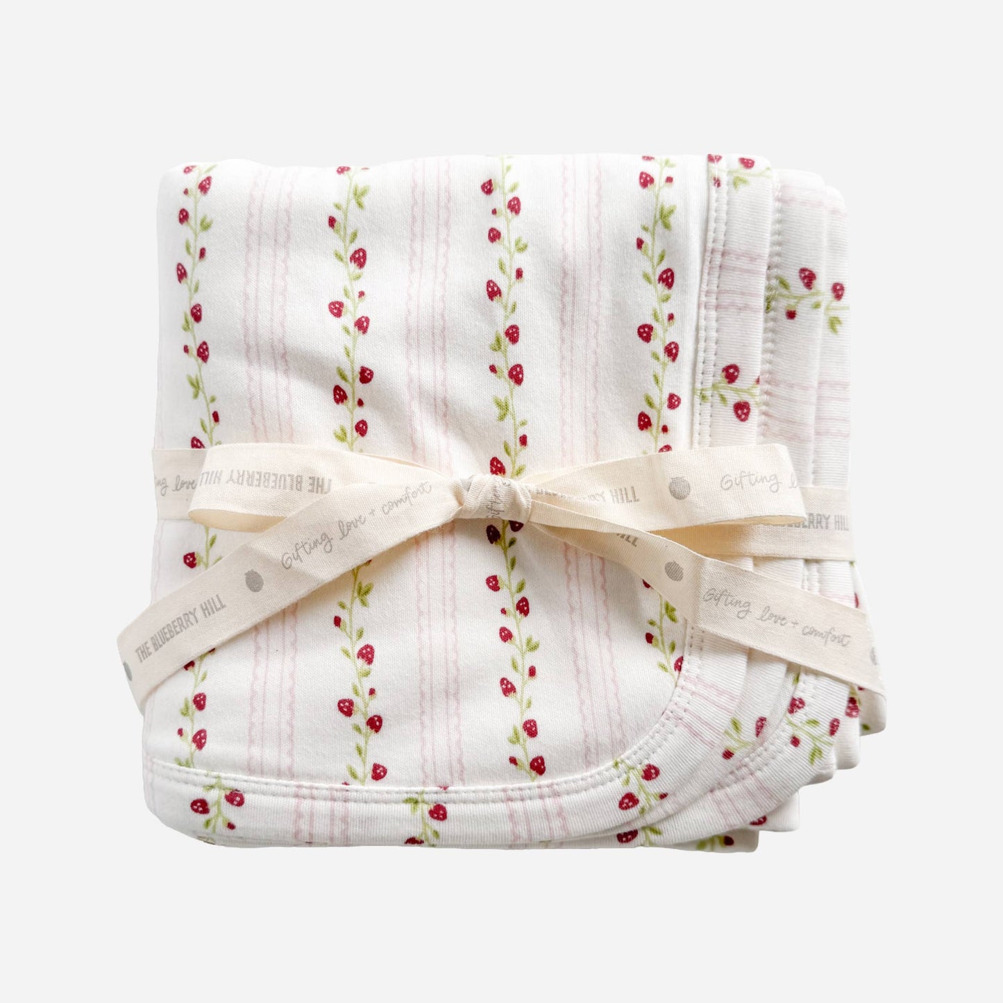 Strawberry Stripe Organic Cotton Hooded Baby Towel
