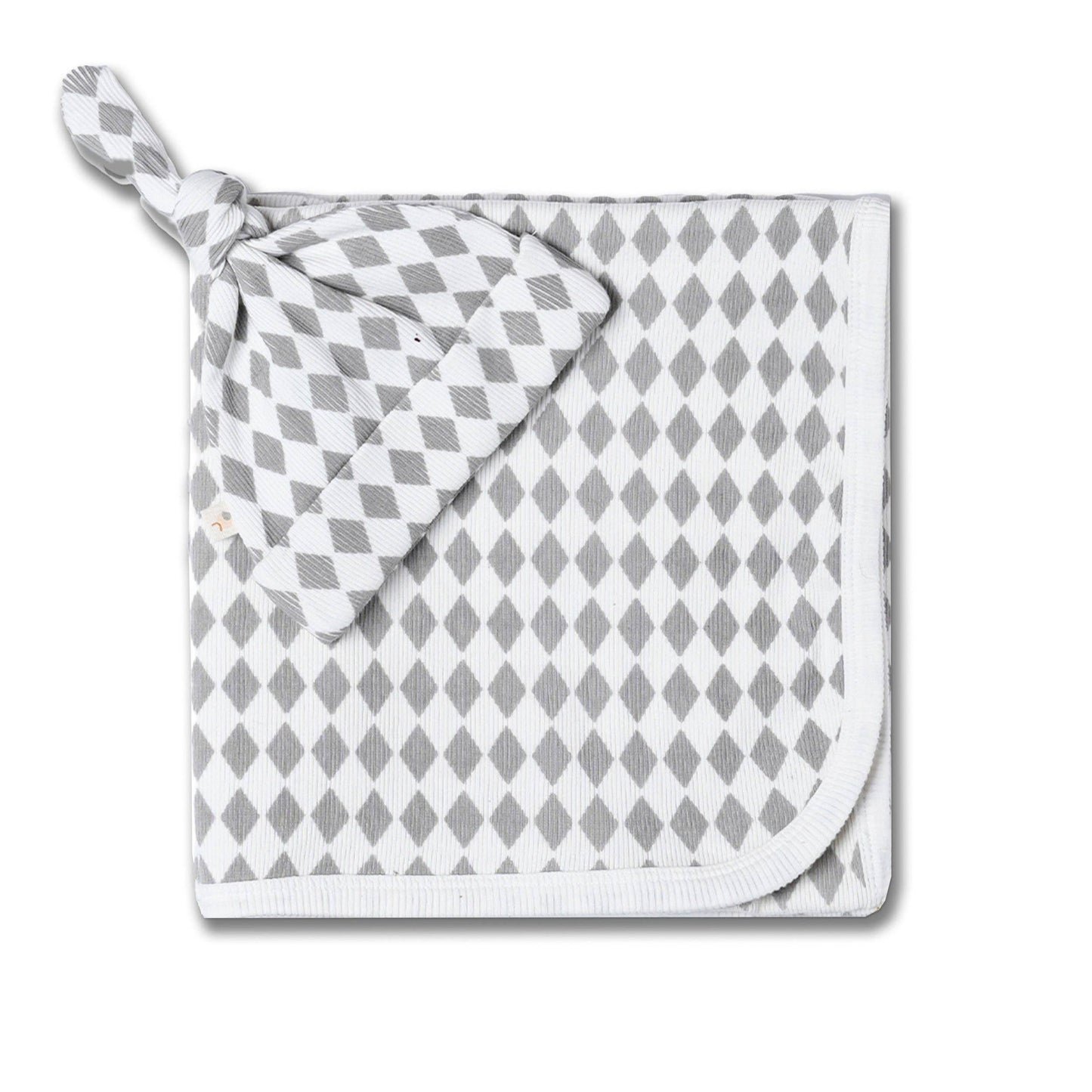 Organic Swaddle Blanket & Hat Set - Harlequin