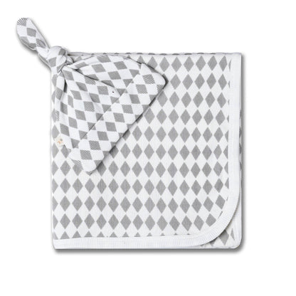 Organic Swaddle Blanket & Hat Set - Harlequin