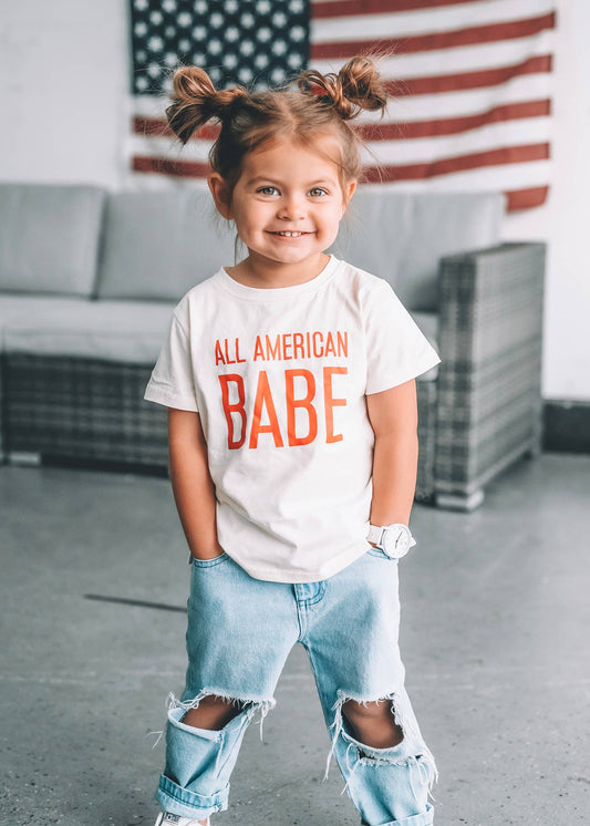 Girl wearing All American Babe Tee