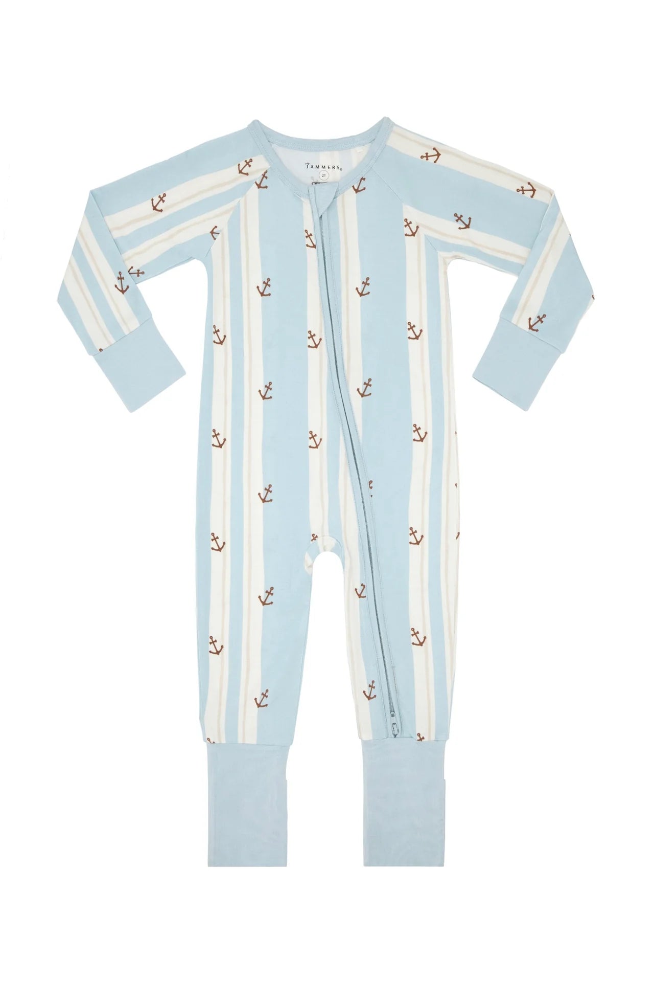 Anchored Stripe Zipper Romper