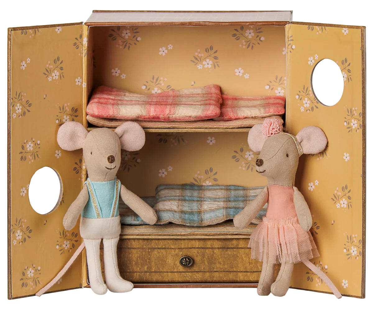 Ballet mice in dance studio, Little sister and brother (Preorder - Available Early August)