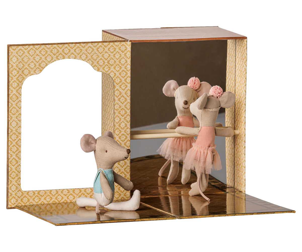 Ballet mice in dance studio, Little sister and brother (Preorder - Available Early August)