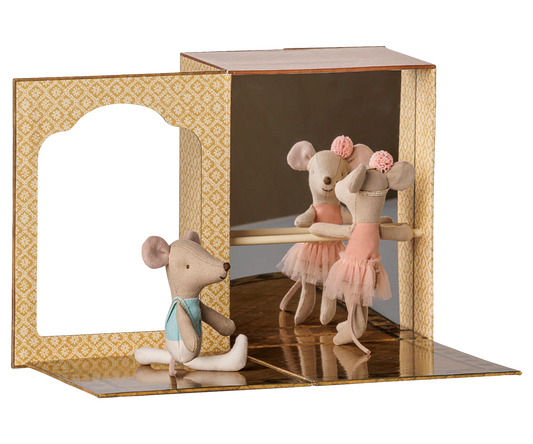 Ballet mice in dance studio, Little sister and brother (Preorder - Available Early August)