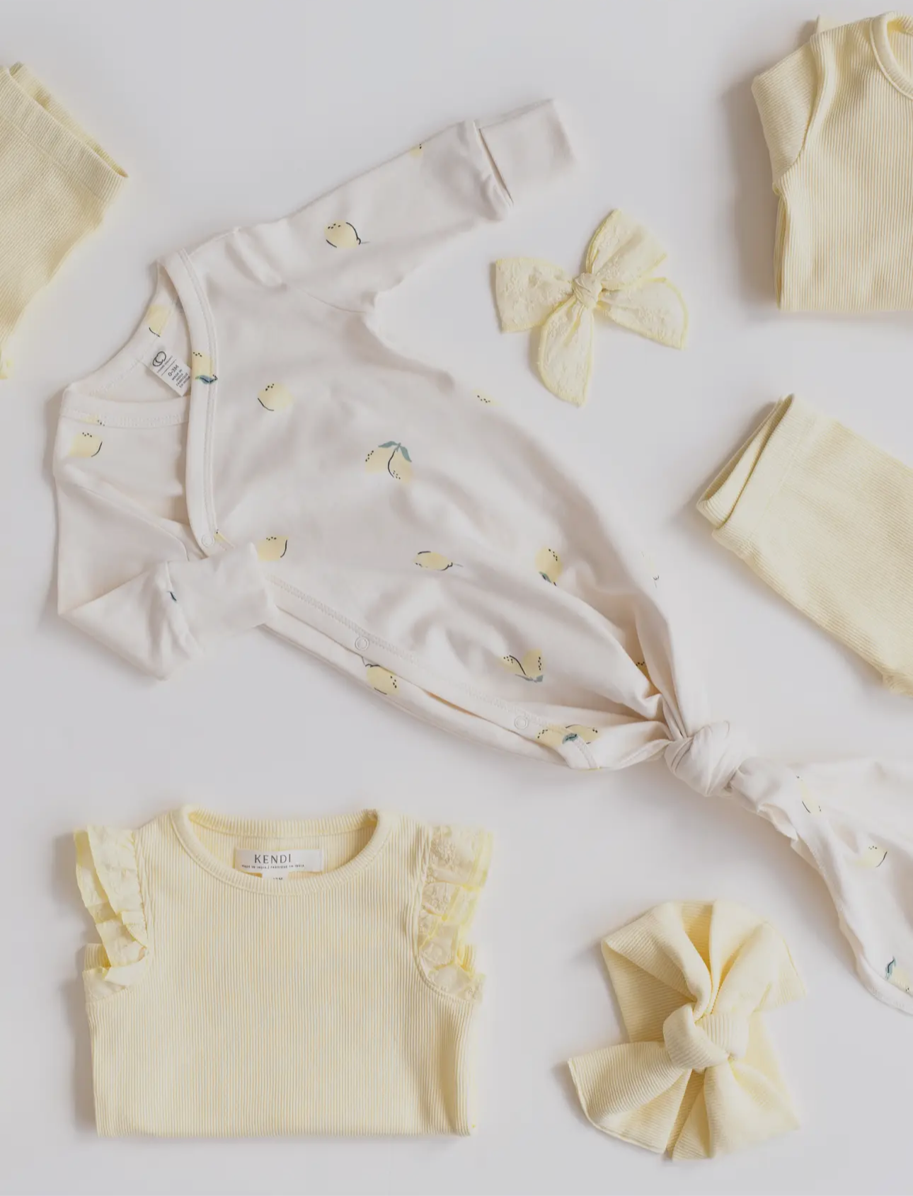Organic Newborn Indy Kimono Gown - Lemon