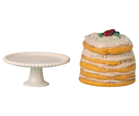 Party cake and cake stand, Mouse - Off white (Available Early May)