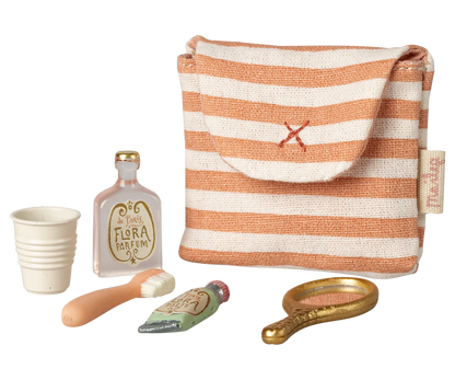 Toothbrush set in bag, Mouse - Coral stripe