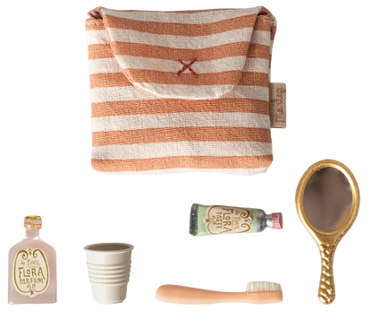 Toothbrush set in bag, Mouse - Coral stripe
