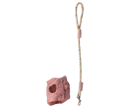 Maileg pet supply harness and leash set in rose
