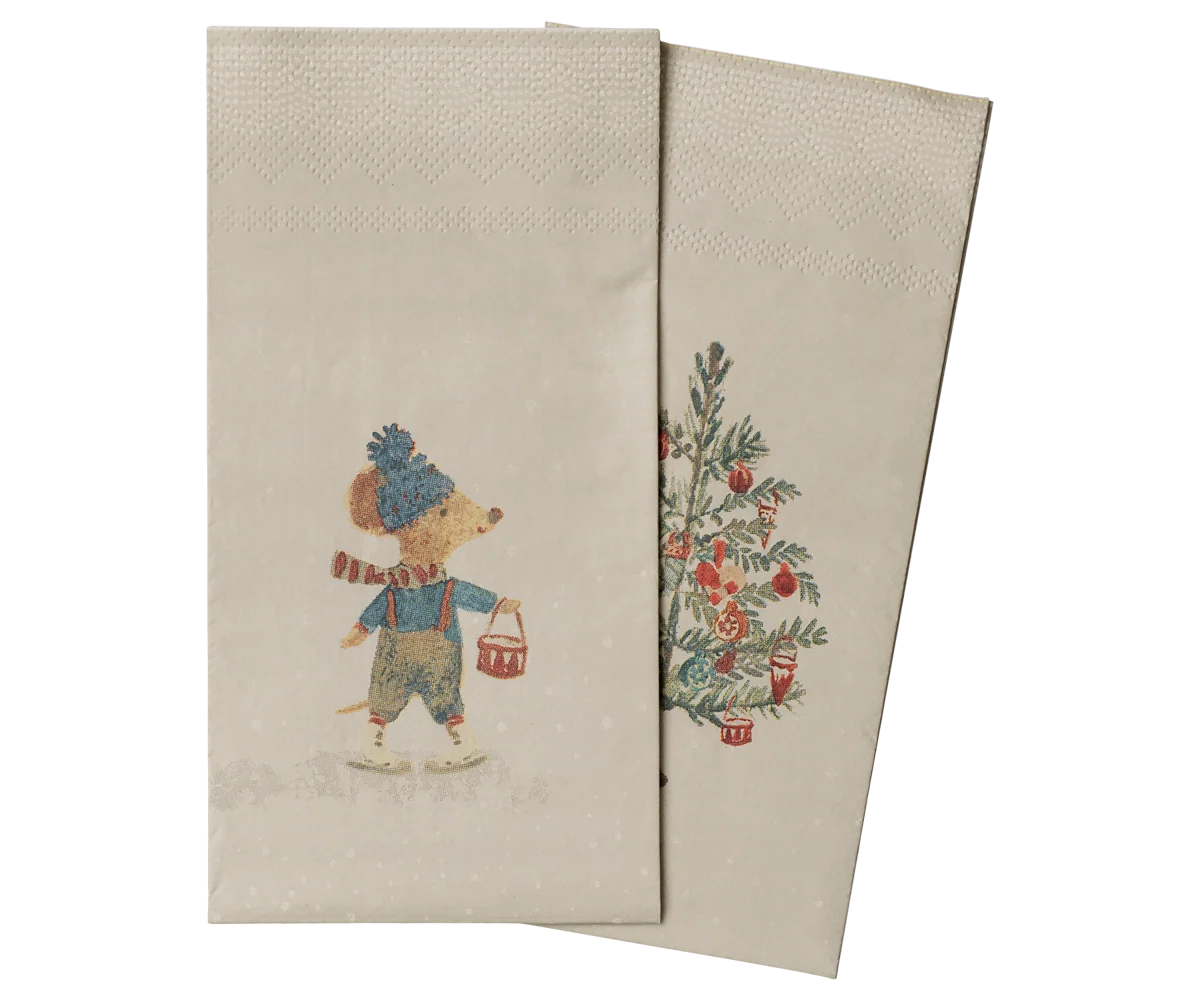 Maileg Napkin, Small - Christmas mice