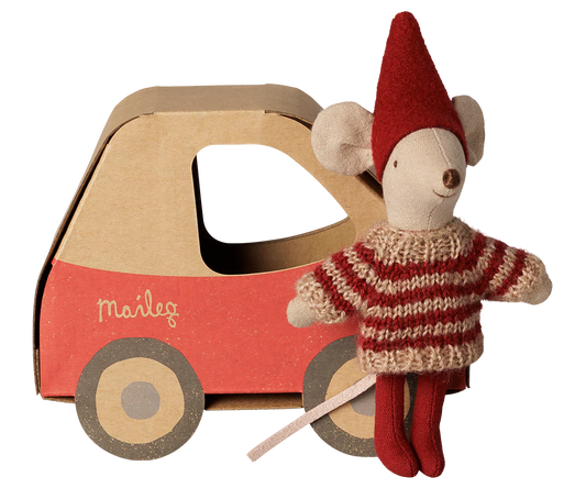 Christmas mouse, Little sister in car box (Preorder - Available Early November)
