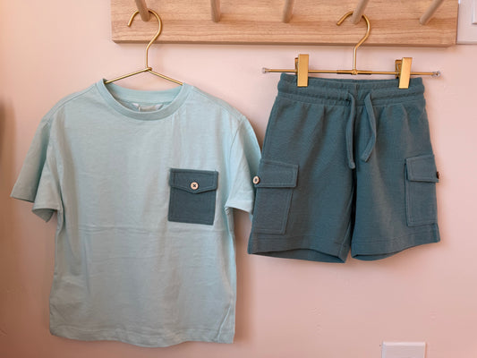 Sea Mist Waffle Short Set