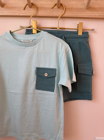 Sea Mist Waffle Short Set
