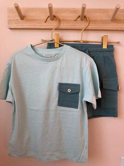 Sea Mist Waffle Short Set