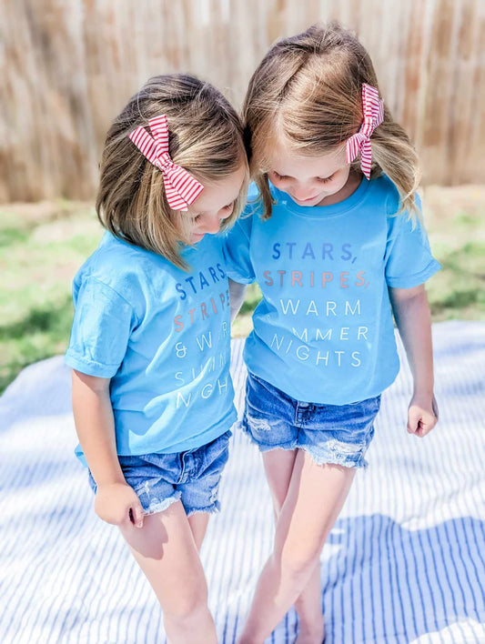 Stars, Stripes and Warm Summer Nights Unisex Fourth of July Kid's Tee
