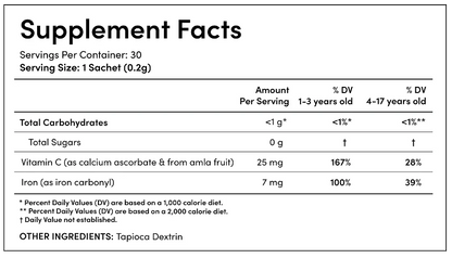 Unflavored Iron with Vitamin C - 30 Unflavored Stick Packs