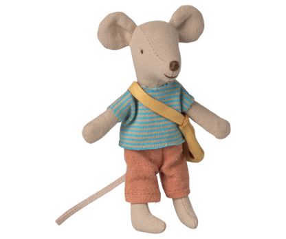 Little brother mouse with bag