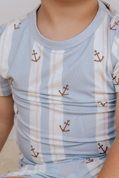 Anchored Stripe Two Piece Short Set