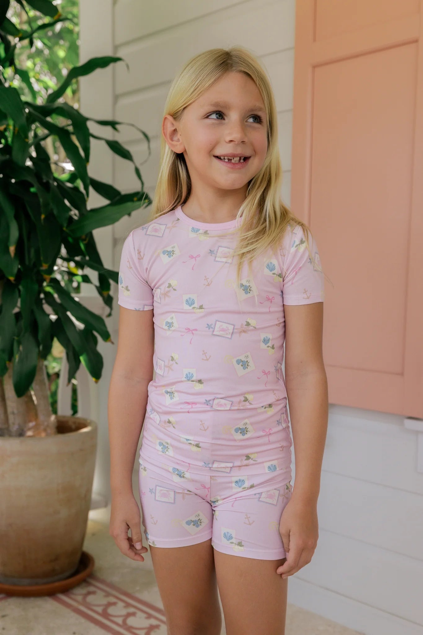 Little Coastal Notes Two Piece Short Set