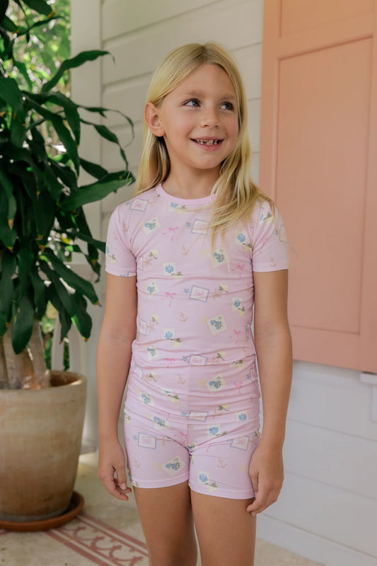 Little Coastal Notes Two Piece Short Set