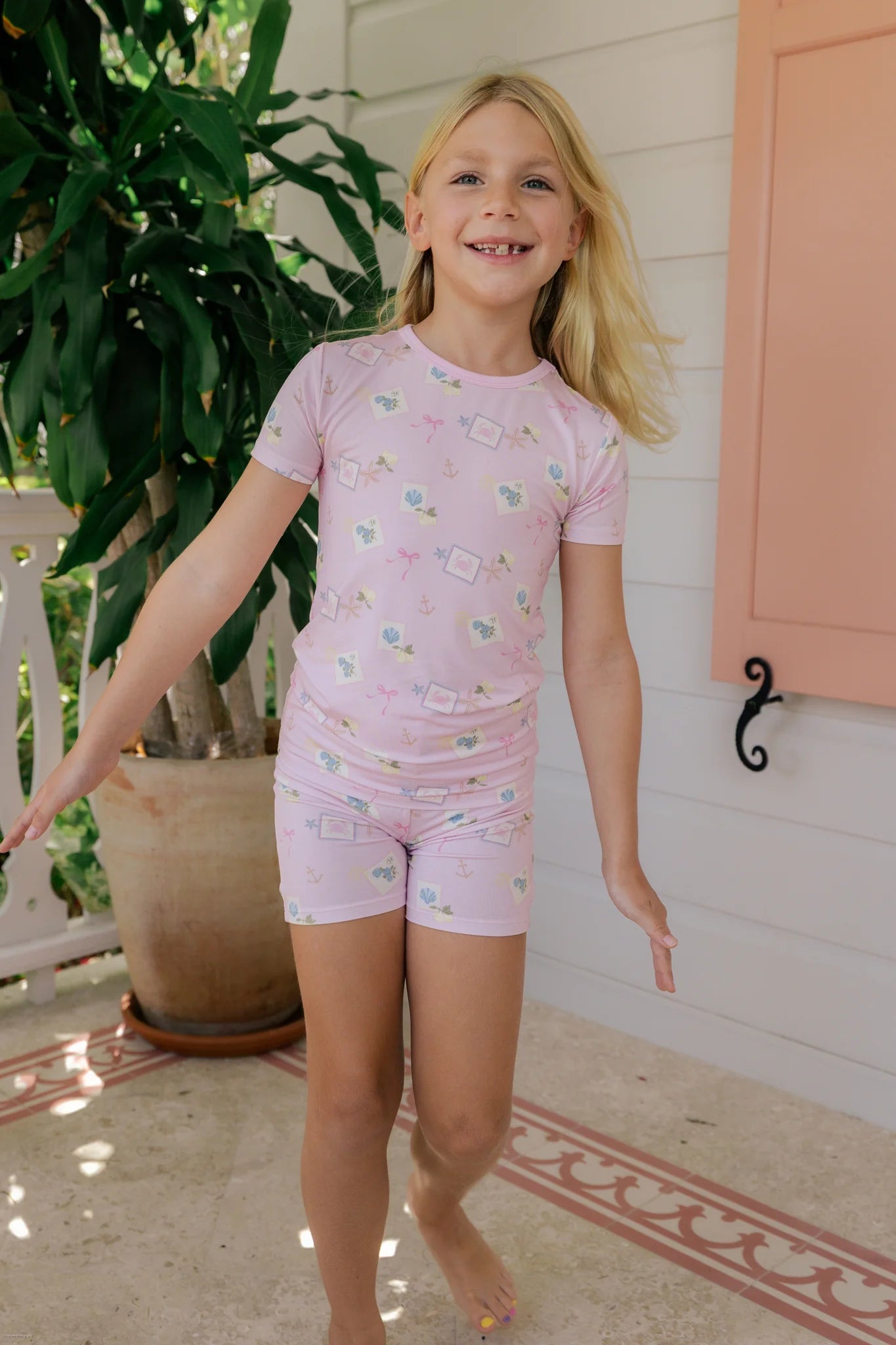 Little Coastal Notes Two Piece Short Set