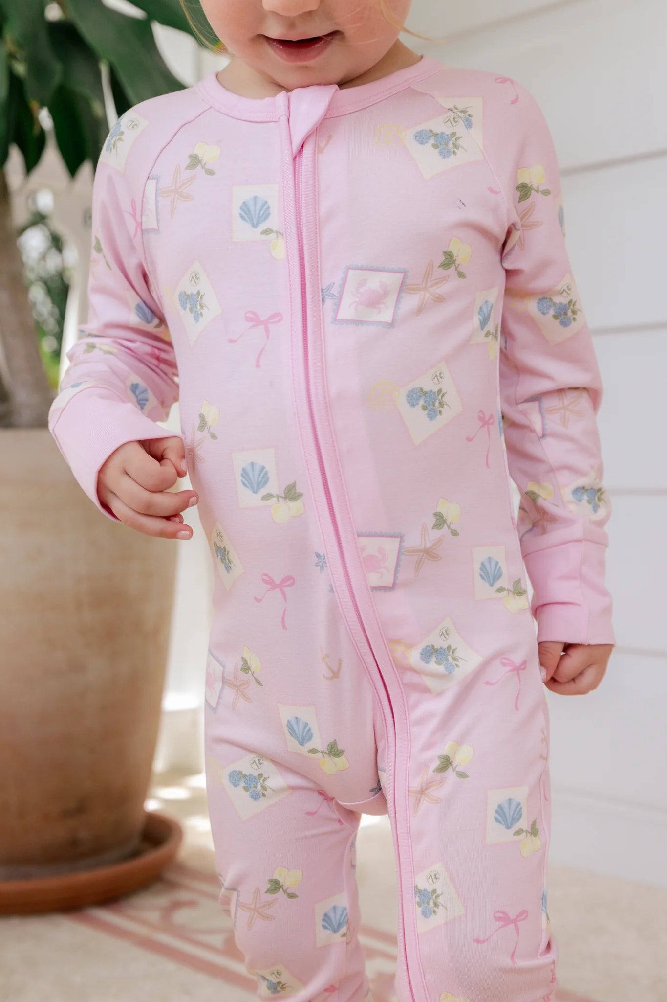 Little Coastal Notes Zipper Romper