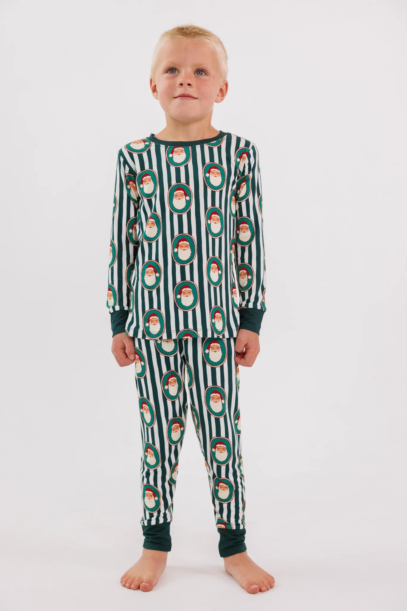 In My Jammers Green Santa Claus Lane bamboo two piece pajama set