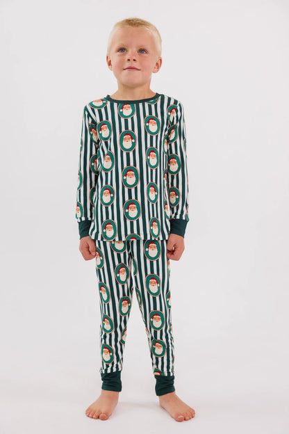 In My Jammers Green Santa Claus Lane bamboo two piece pajama set