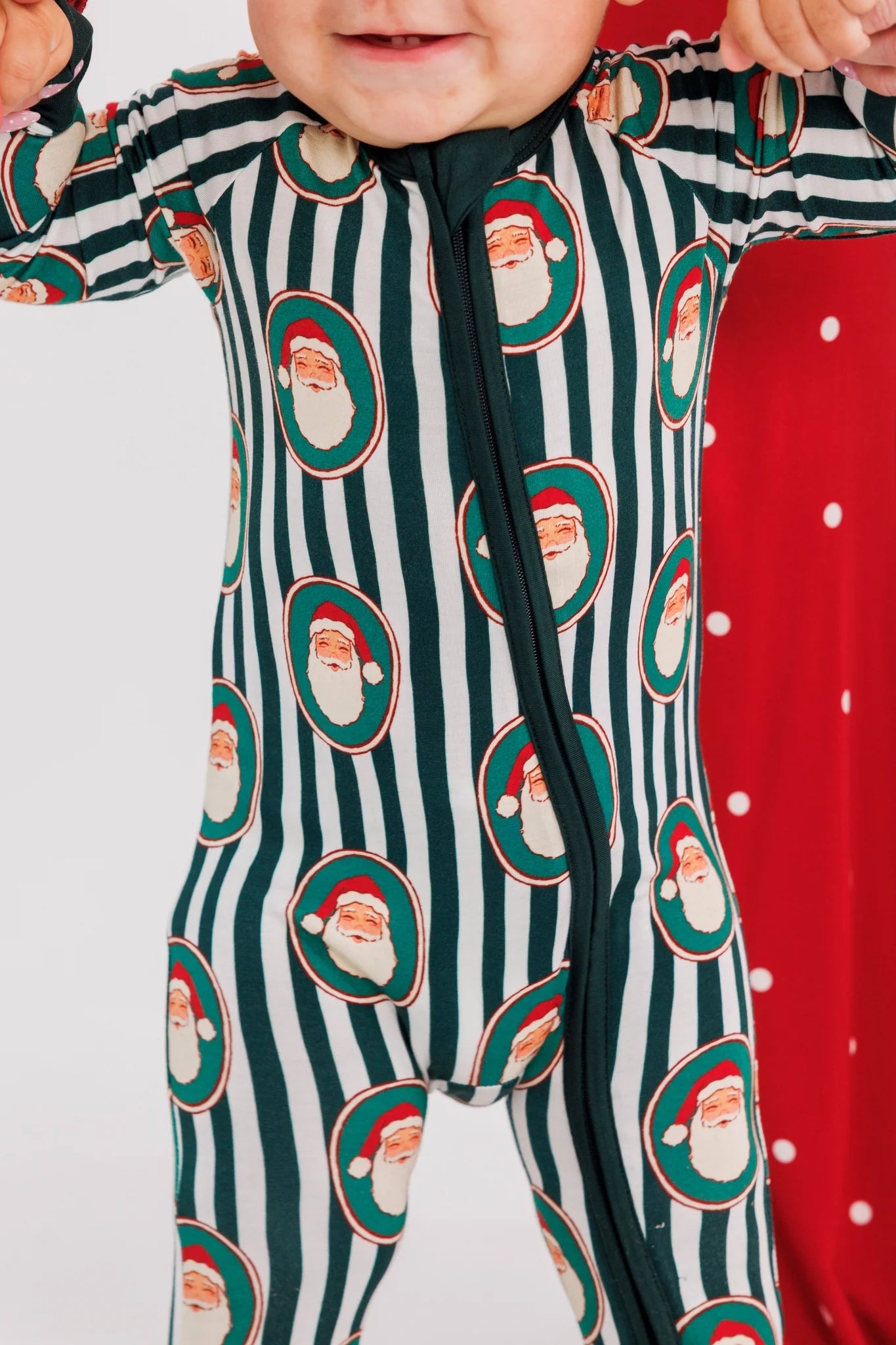 Green Santa Claus Lane Zipper Romper