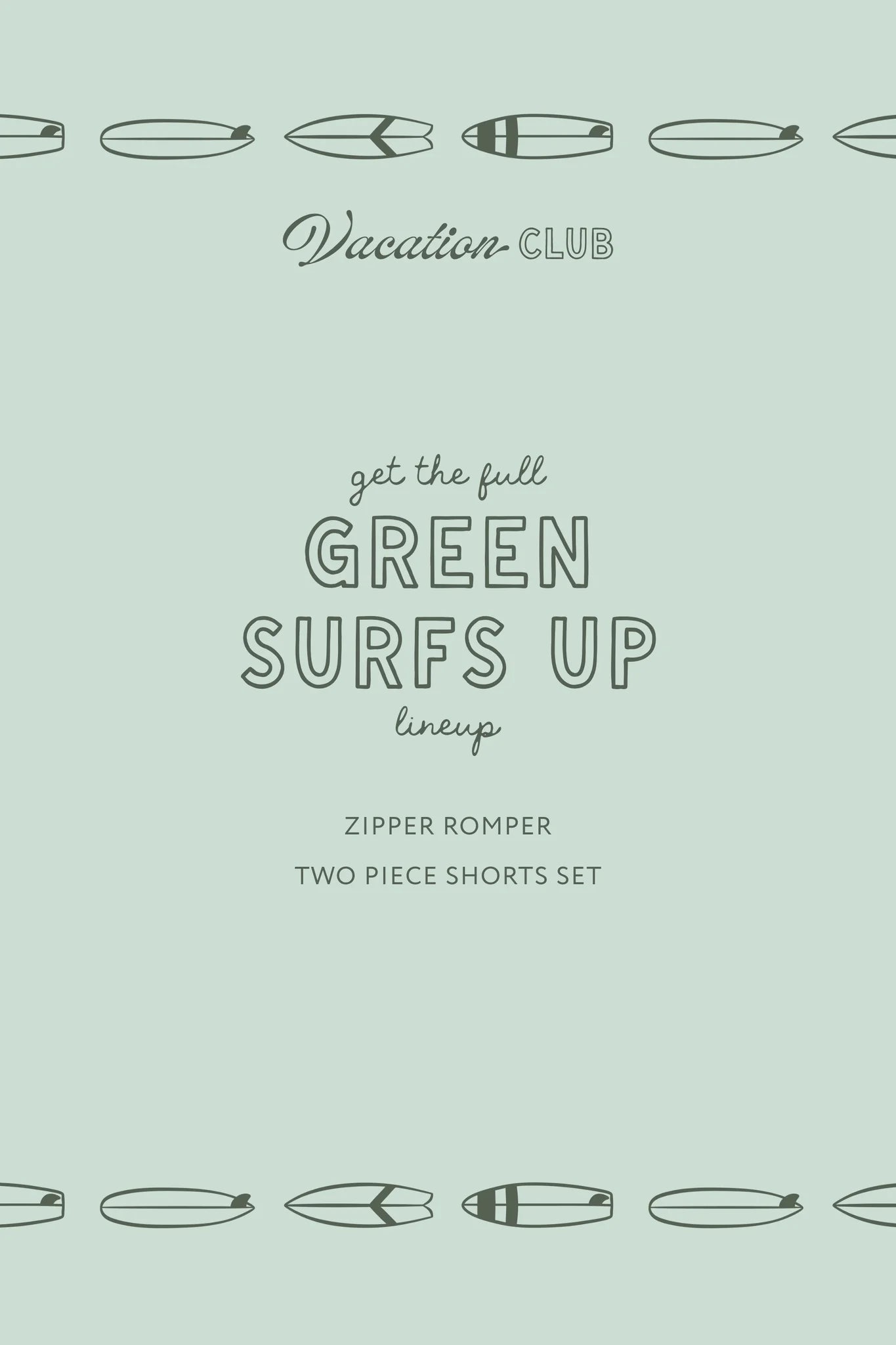 Green Surfs Up Two Piece Short Set