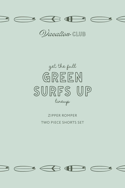 Green Surfs Up Two Piece Short Set