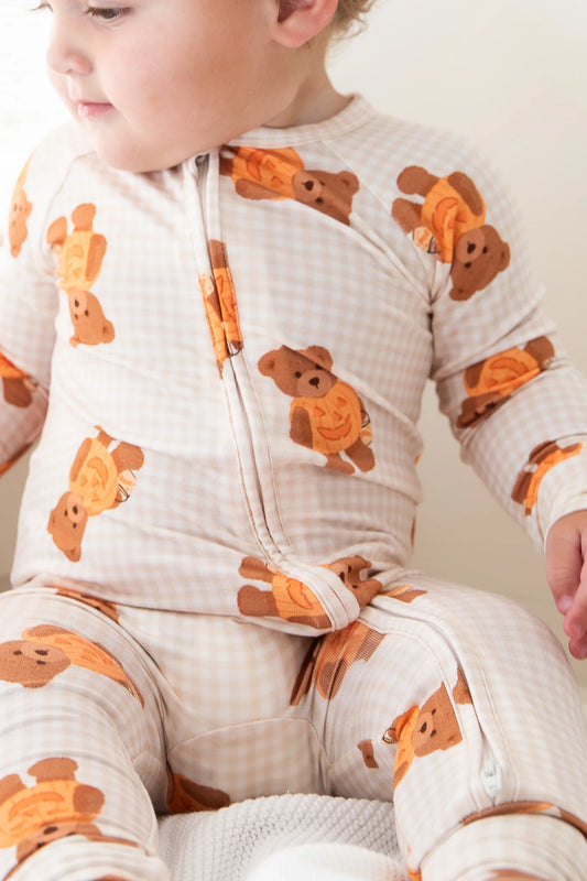 Gingham Little Boo Bear Zipper Romper - view 2
