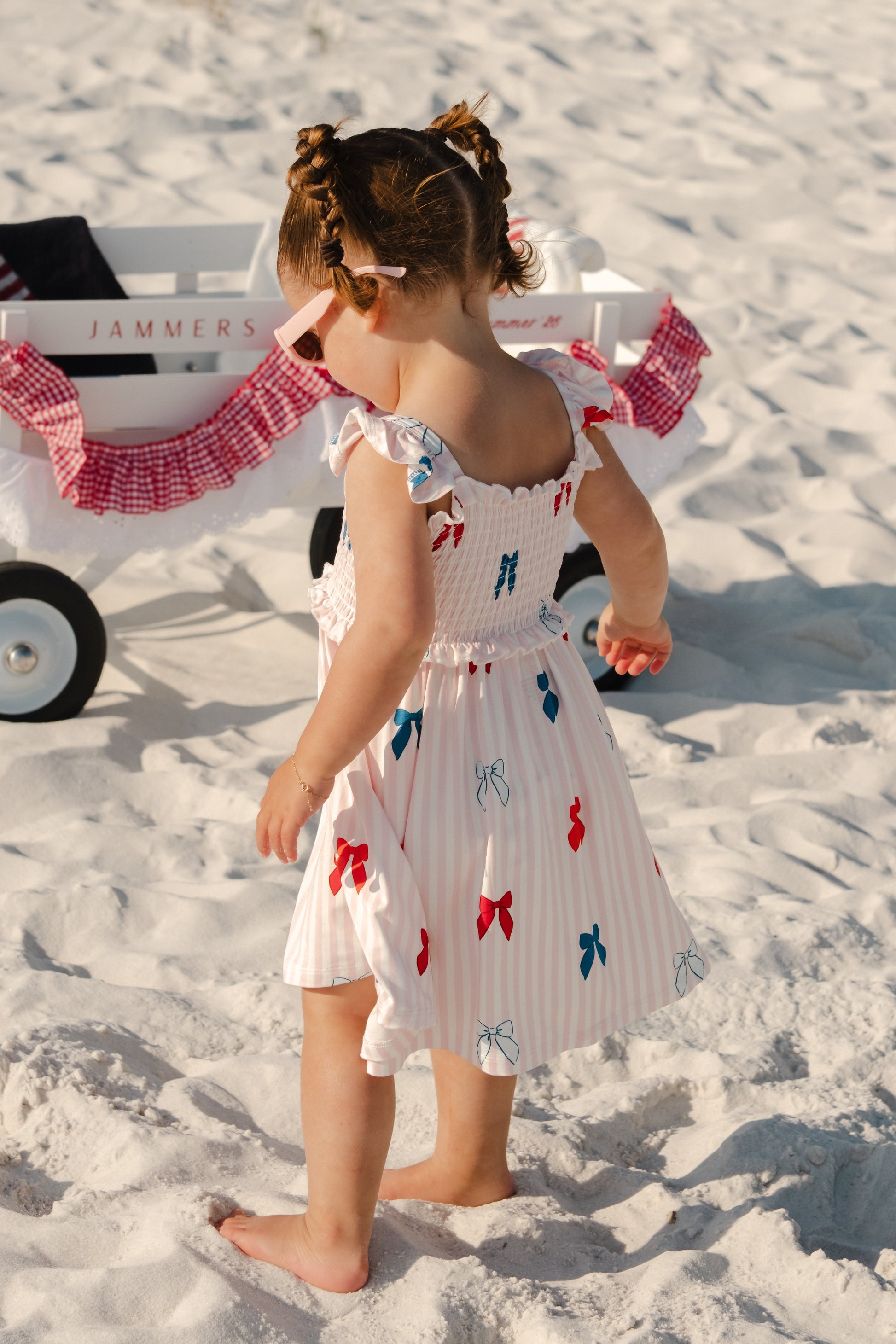 Liberty Bow Bamboo Smocked Twirl Dress | 4th of July Girls Dress