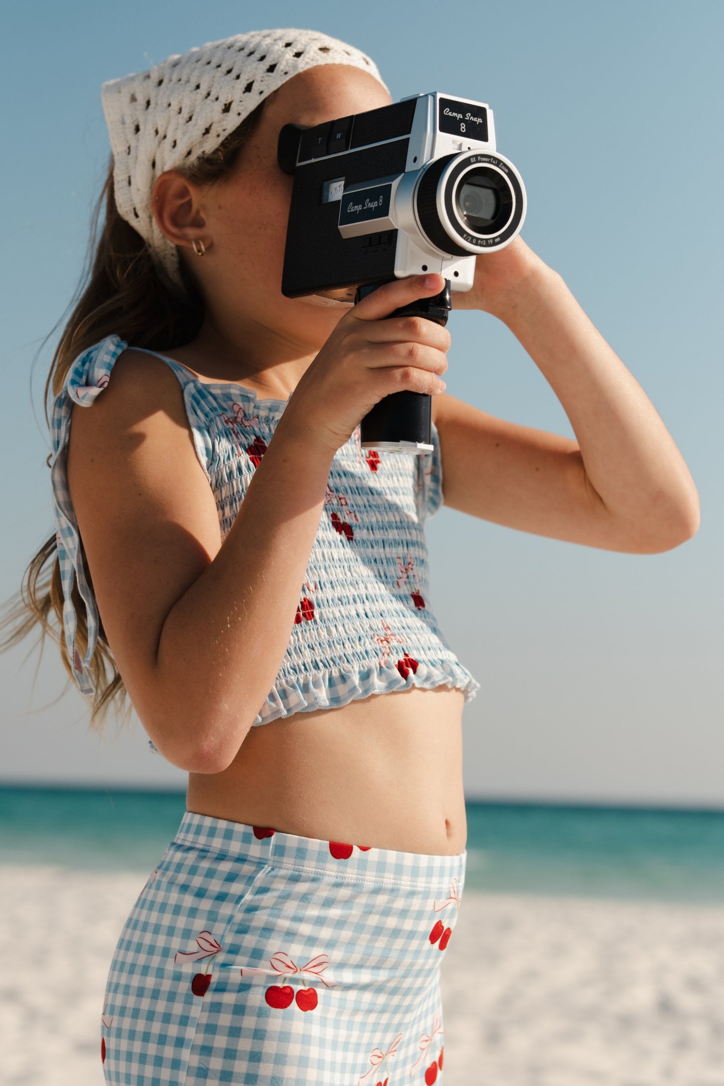 Little Cherry Smocked Cropped Flare Set