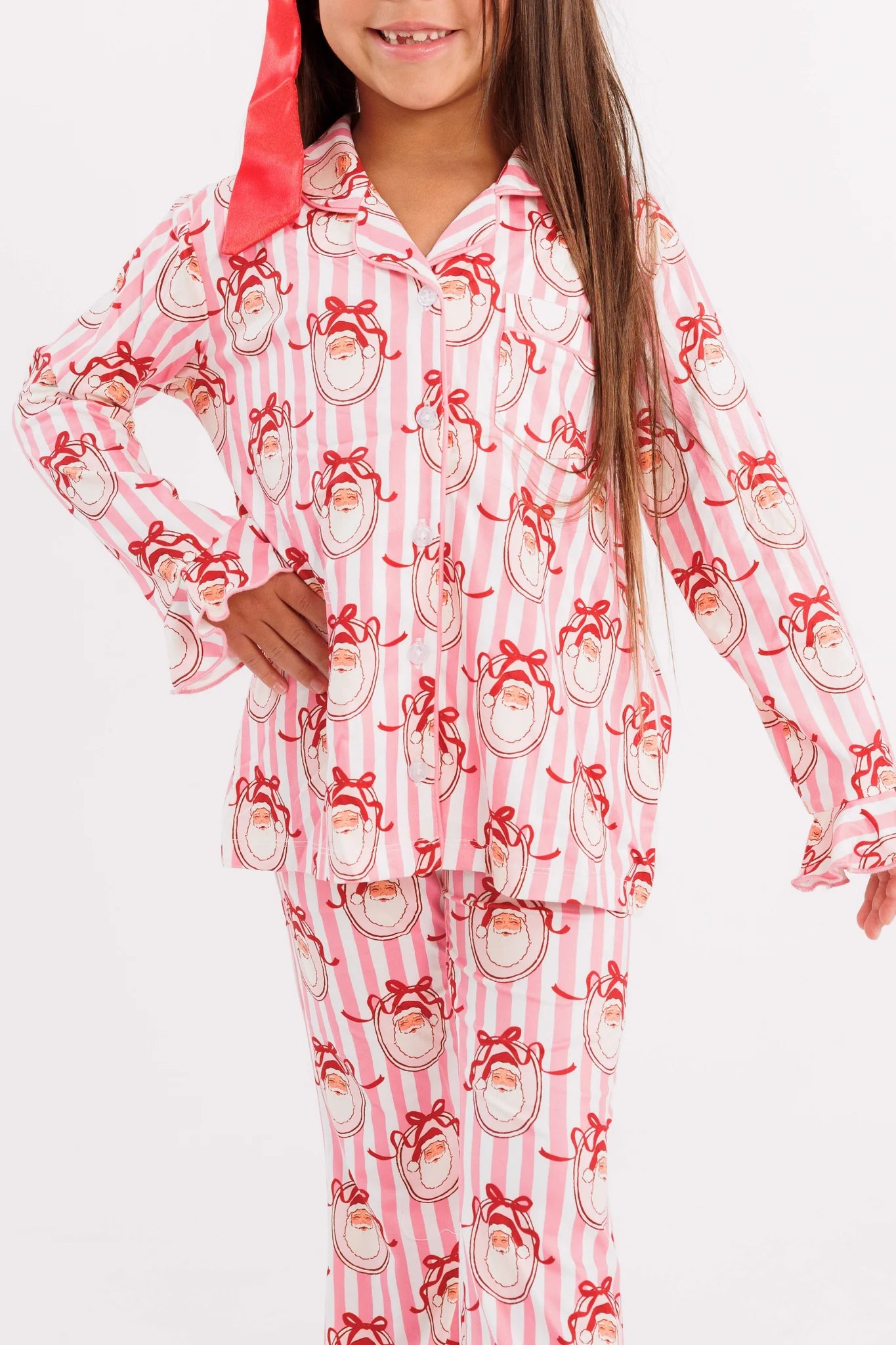 Pink Santa Claus Lane Long Sleeve Ruffle Flare Set