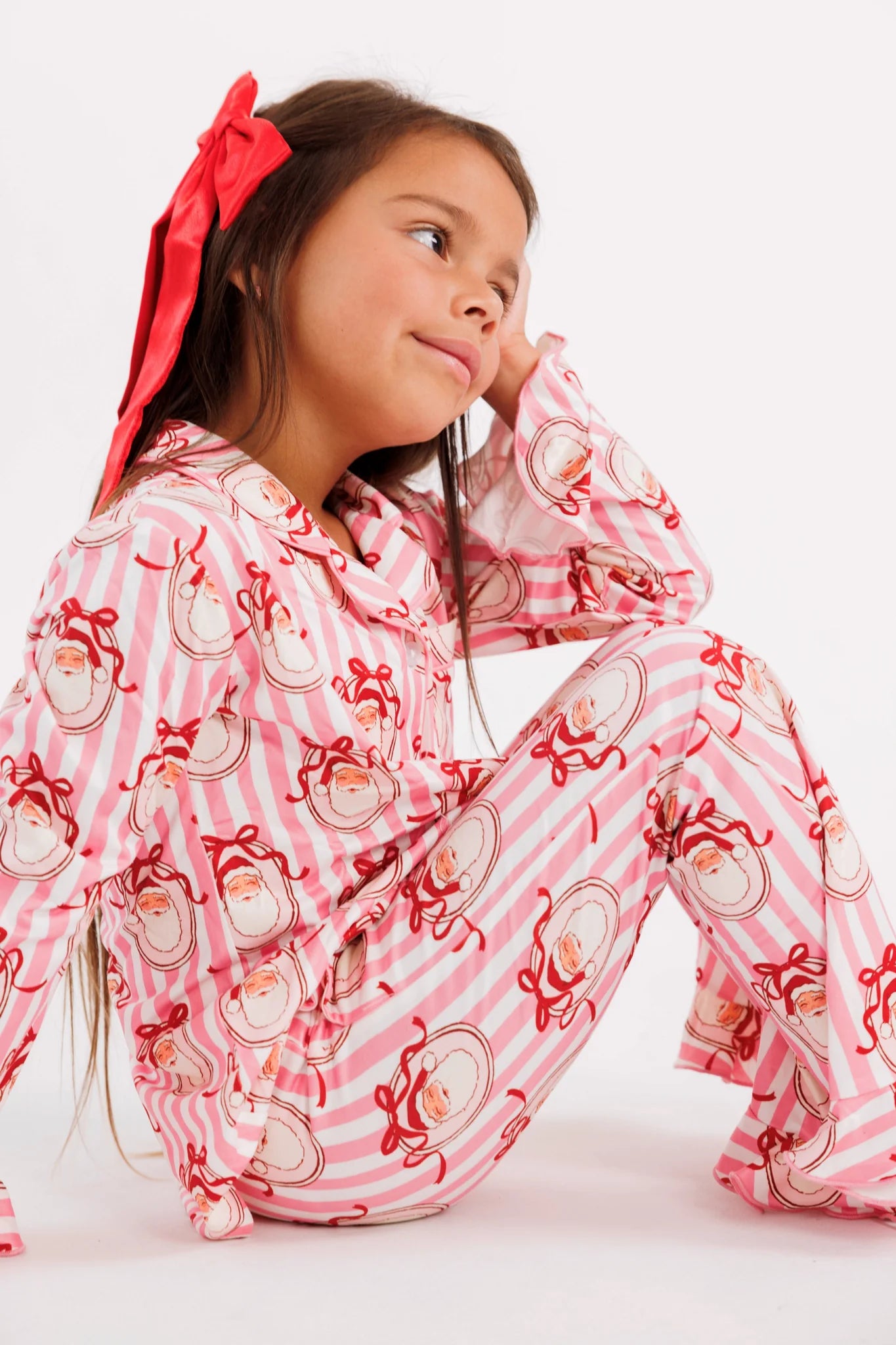 Pink Santa Claus Lane Long Sleeve Ruffle Flare Set