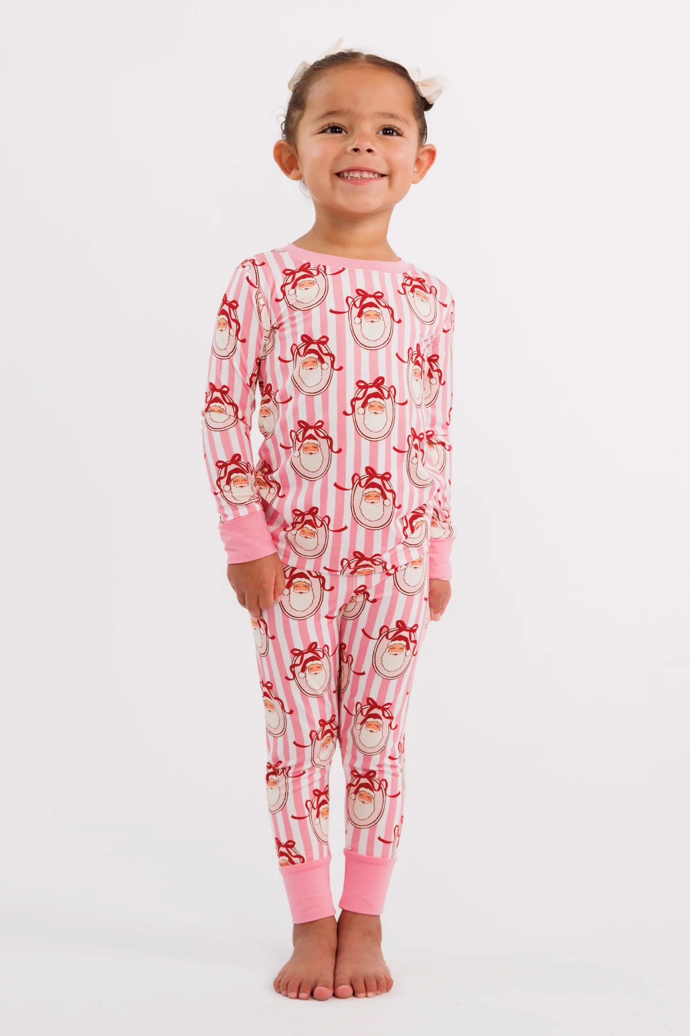 In My Jammers Pink Santa Claus Lane bamboo two piece pajama set