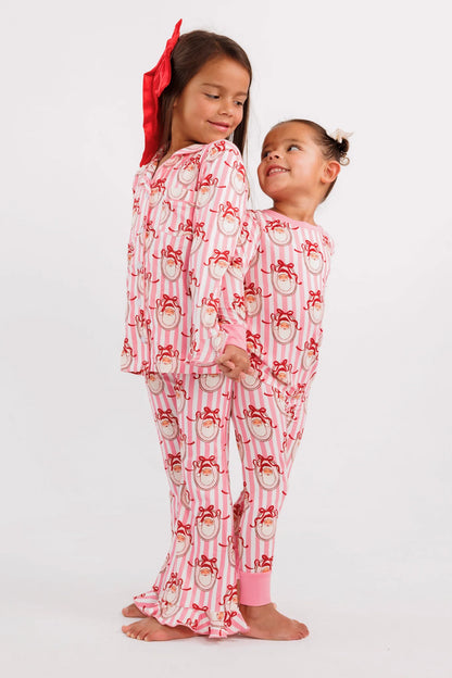 Pink Santa Claus Lane Long Sleeve Ruffle Flare Set