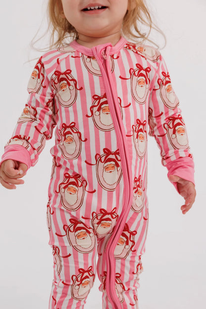 Pink Santa Claus Lane Zipper Romper