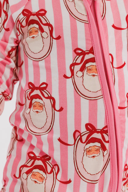 Pink Santa Claus Lane Zipper Romper