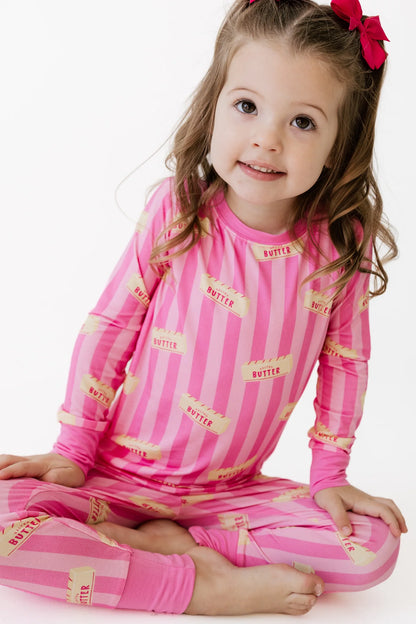 Pink Stripe Butter Two Piece Set - view 2