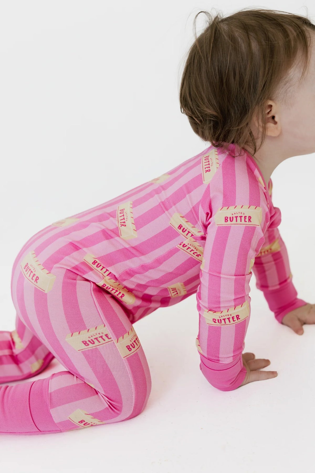 Pink Stripe Butter Zipper Romper - view 2
