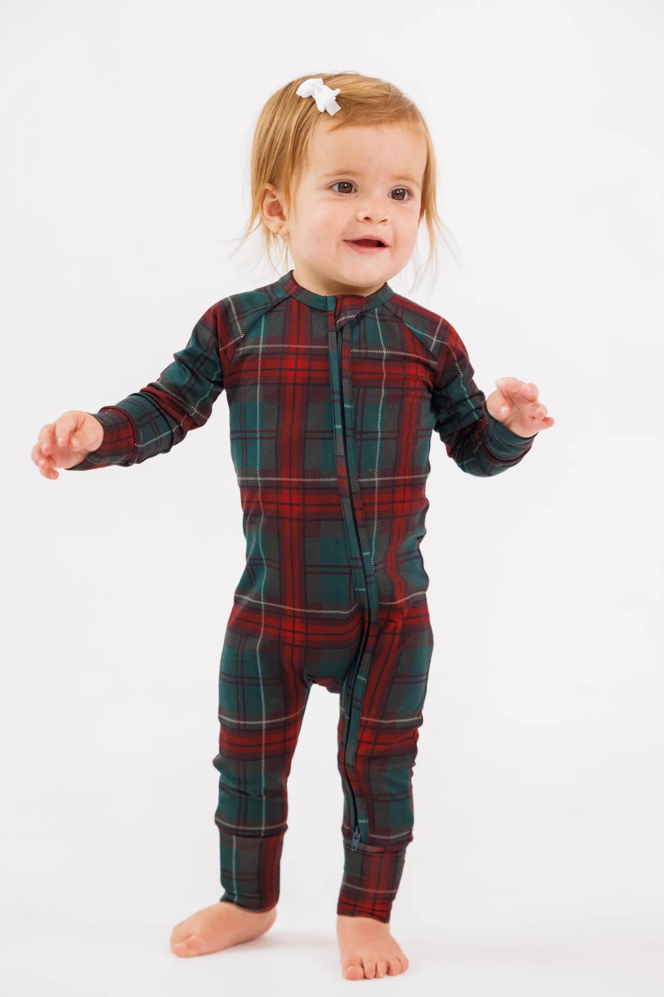 Holiday Heritage Plaid Zipper Romper