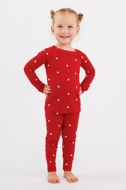 In My Jammers Ruby Polka Dot bamboo two piece pajama set