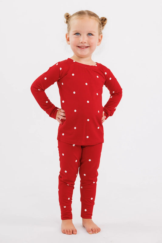 In My Jammers Ruby Polka Dot bamboo two piece pajama set