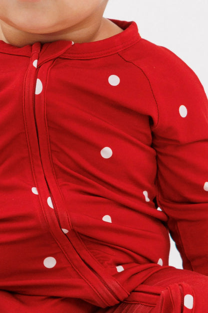 Ruby Polka Dot Zipper Romper